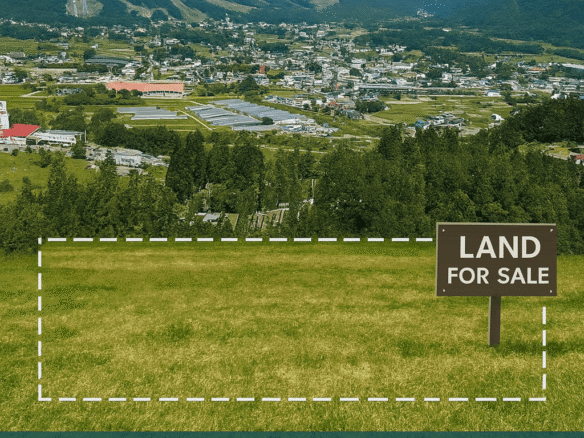 Hakuba land for sale with view of Japanese Alps and village