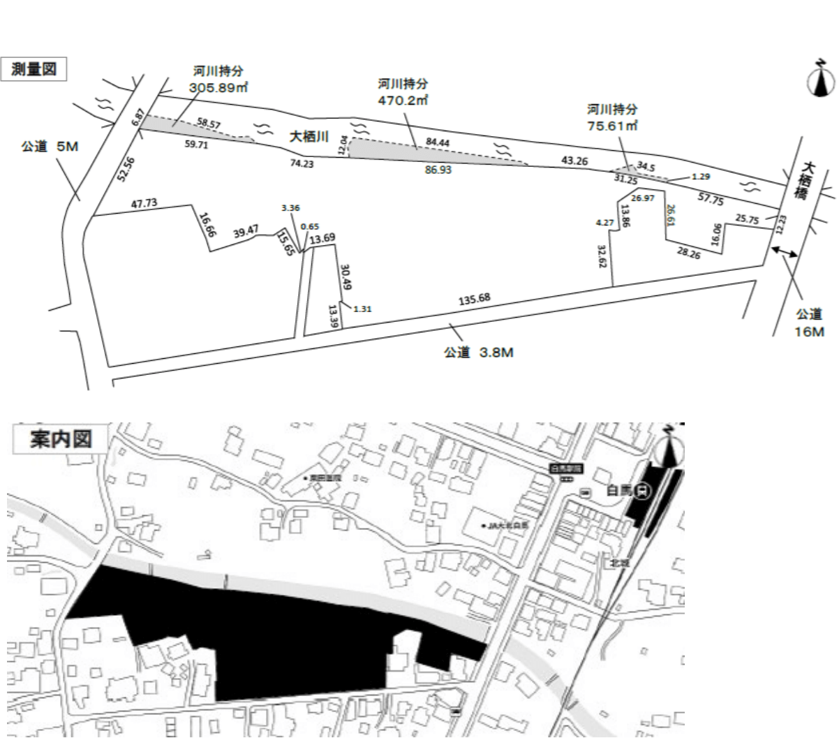 Site plan and survey map of onsen development land near Hakuba Station