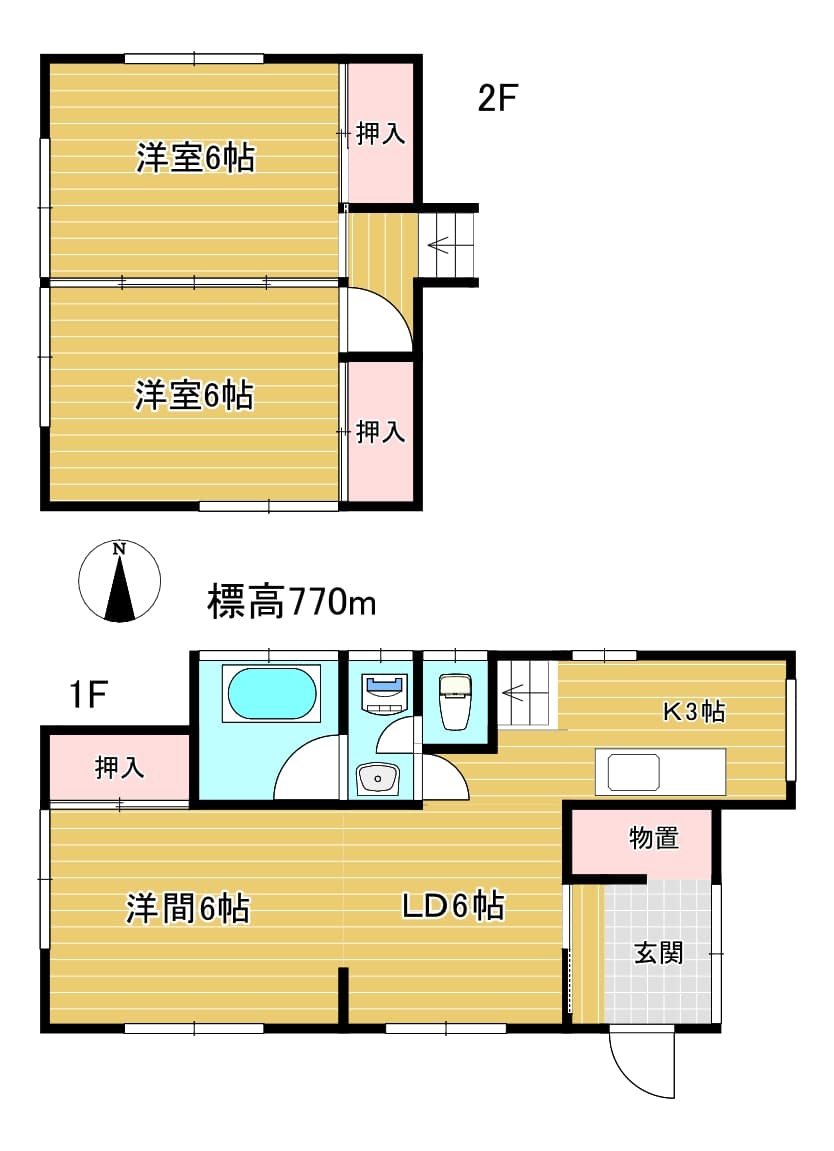 Floor plan of 3LDK log house in Misorano, Hakuba